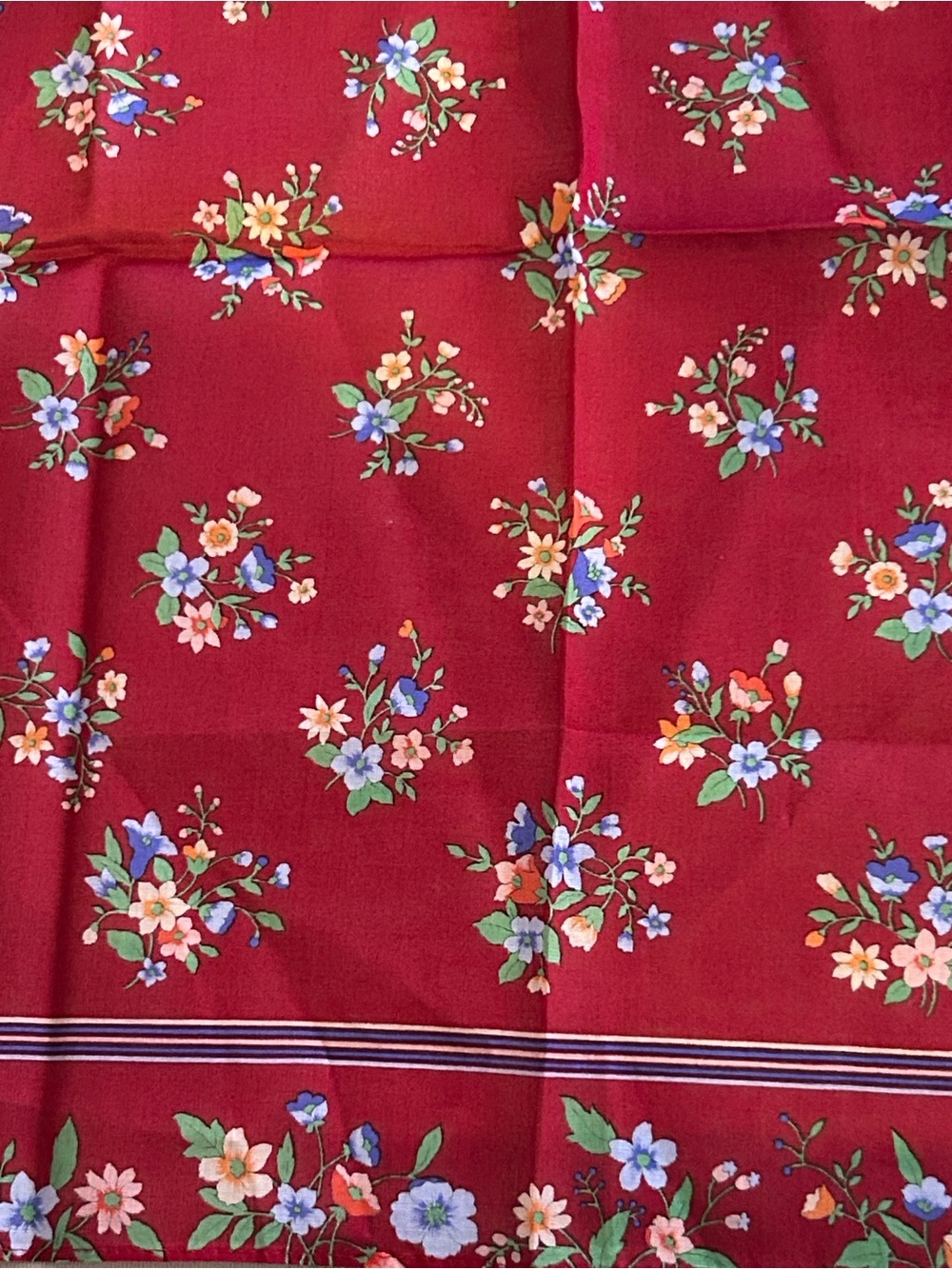 Mario Valentino Red Floral cotton neckerchief, bag /hair accessory NWT - Picture 5 of 5